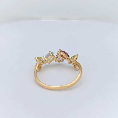 Bague Bague en or jaune aigue-marine améthyste et citrine 58 Facettes 20623