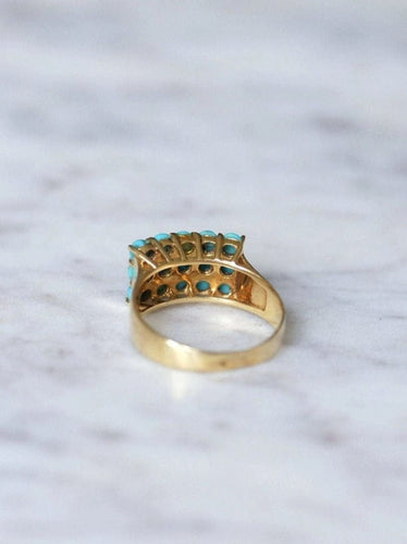 Bague chevalière vintage turquoises 58 Facettes