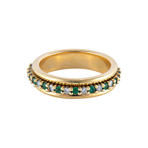 Bague 54.5 / Or Jaune BAGUE ALLIANCE «PHŒBÉ» OR, ÉMERAUDES & DIAMANTS 58 Facettes BO/220067