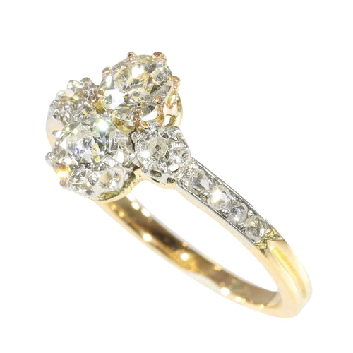 Bague 56 Charm Art Déco de Bague Vintage : platine, or jaune et diamants 58 Facettes 23360-0335