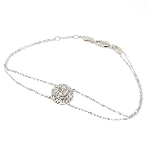 Bracelet Bracelet diamants double chaîne or blanc 58 Facettes