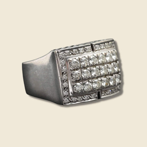 Bague Bague Tank Art Déco, or gris et diamants "Alta Luna" 58 Facettes 2388