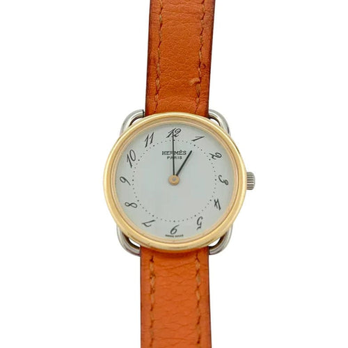 Montre Montre Hermès, "Arceau", plaqué or et acier sur cuir. 58 Facettes 31969