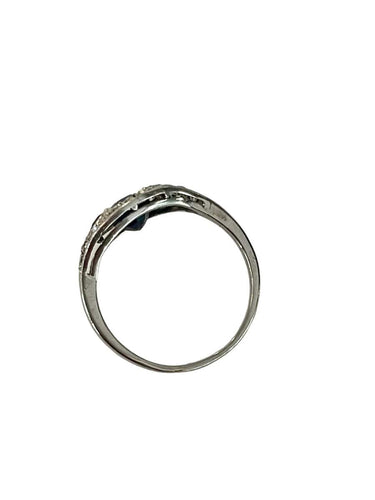 Bague 50 Bague Art Déco Platine Saphirs  Diamants 58 Facettes
