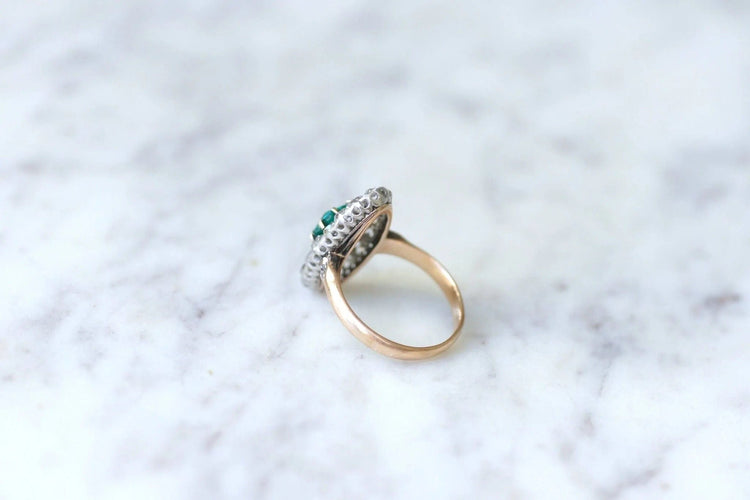 Bague Bague marquise émeraude Colombienne & diamants 58 Facettes