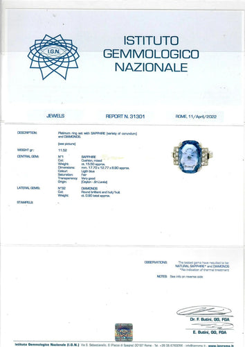 Bague Bague Art Déco Platine Diamant Saphir 58 Facettes