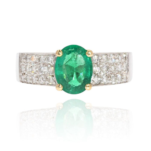 Bague 56 Bague émeraude diamants or blanc 58 Facettes 21-829