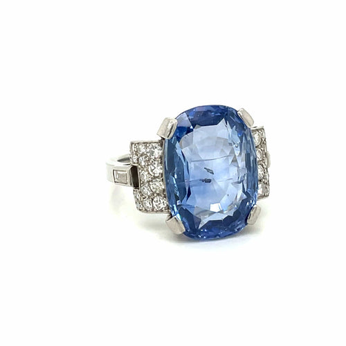 Bague Bague Art Déco Platine Diamant Saphir 58 Facettes