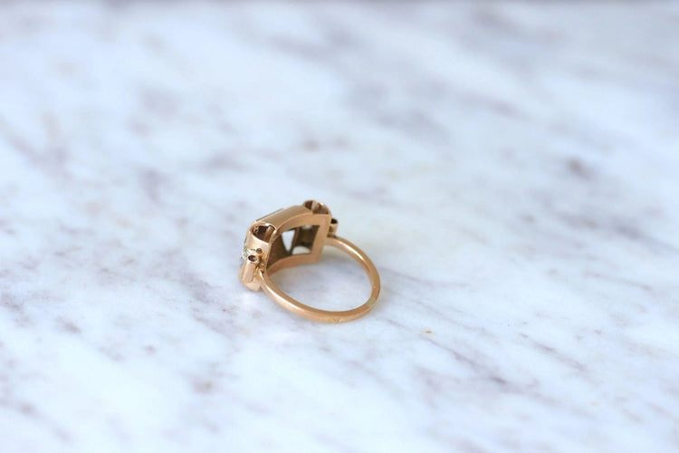 Bague Bague Tank or rose, platine et diamants 58 Facettes