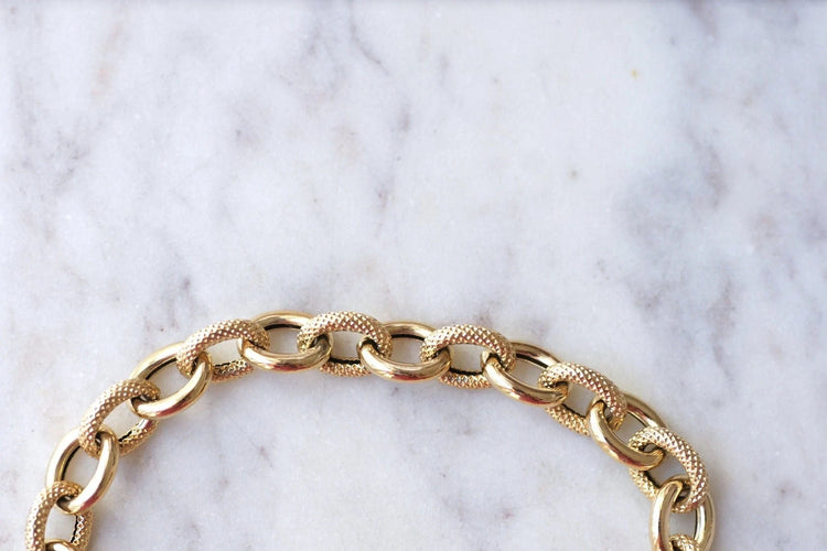 Bracelet Bracelet or jaune maille forçat alternée 58 Facettes