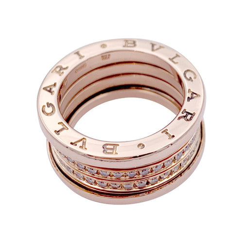 Bague 55 Bague Bulgari, "B.Zero1", or rose et diamants. 58 Facettes 32955