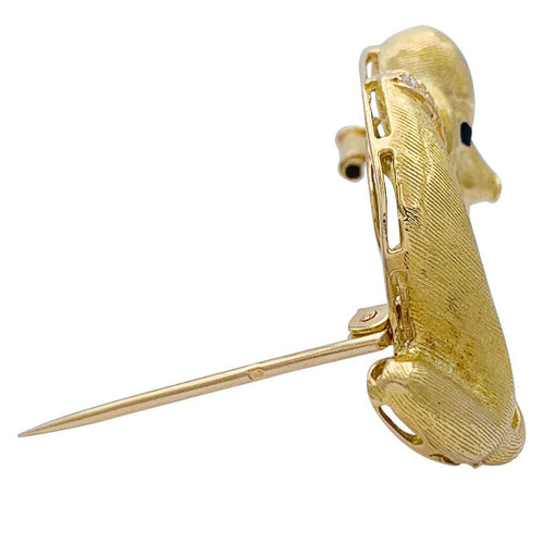 Broche Broche vintage "Teckel", or jaune, diamants. 58 Facettes 32545