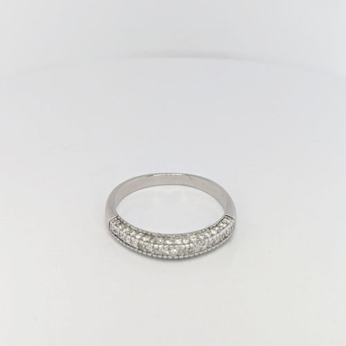 Bague Alliance or blanc et diamants 58 Facettes 25583