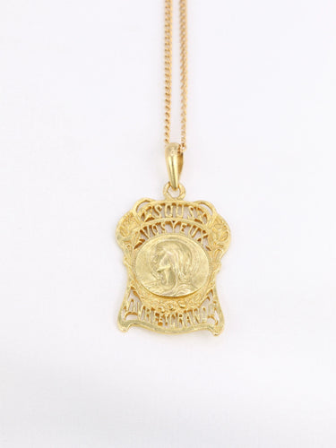 Pendentif Médaille Art Nouveau Sous vos yeux, vivre et grandir 58 Facettes 803