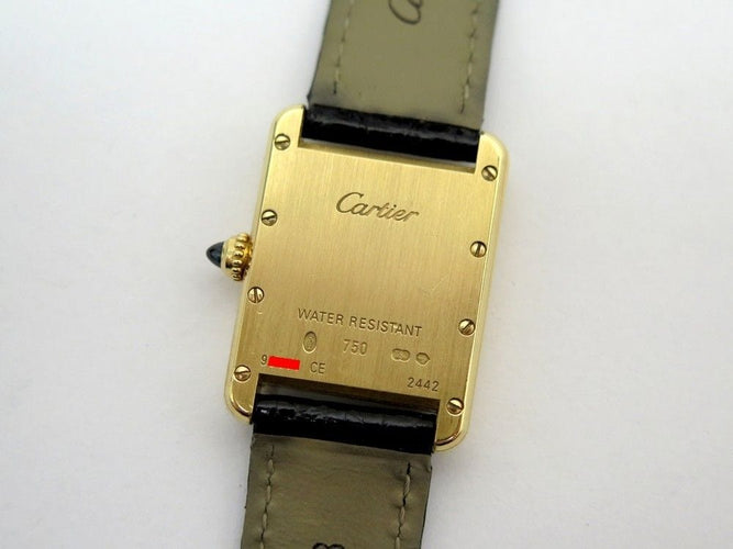 Montre montre tank louis CARTIER 2442 quartz 30 mm en or 18k crocodile 58 Facettes 220473