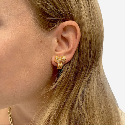 Boucles d'oreilles Boucles d'oreilles Cartier "Feuilles" or jaune et diamants. 58 Facettes 31697