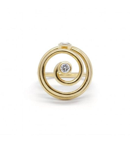 Bague 56 / Jaune / Or 750 Bague Tourbillon Deux Diamants 58 Facettes 180025SP