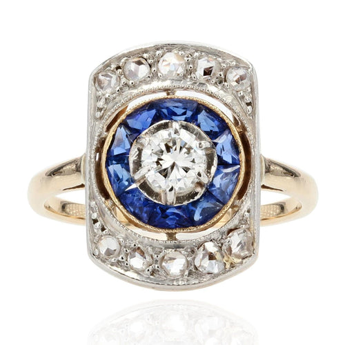 Bague 57 Bague art déco diamants saphirs 58 Facettes 22-064