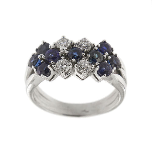 Bague 56 Bague 3 rangs diamants et saphirs 58 Facettes 30225