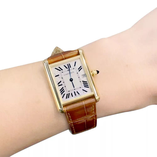 Montre Montre Cartier "Tank Louis Cartier" en or jaune. 58 Facettes 32595