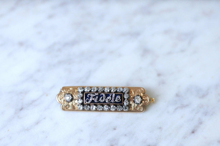 Broche Broche ancienne "Fidèle", Or rose et Diamants 58 Facettes