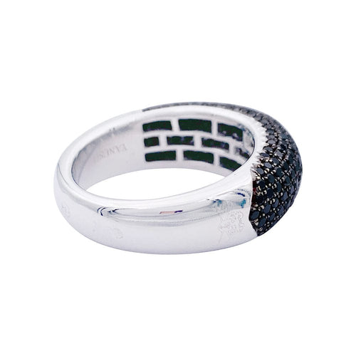 Bague 54 Bague jonc or blanc, diamants noirs. 58 Facettes 33052