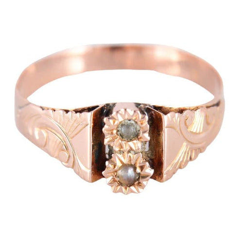 Bague Bague or rose Napoléon III Perles fines 58 Facettes