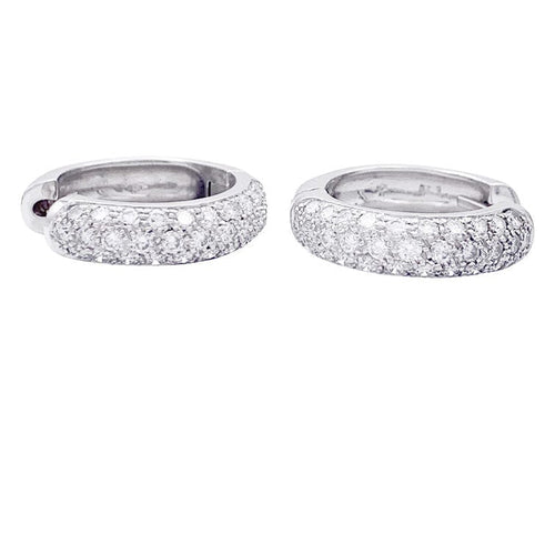 Boucles d'oreilles Boucles d'oreilles créoles en or blanc, diamants. 58 Facettes 32880