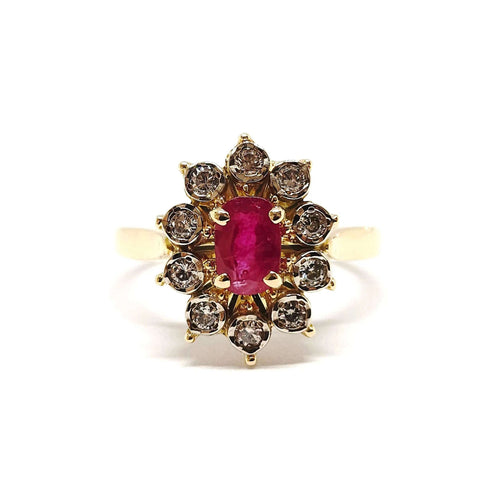 Bague Bague marguerite en Or jaune, rubis & diamants 58 Facettes