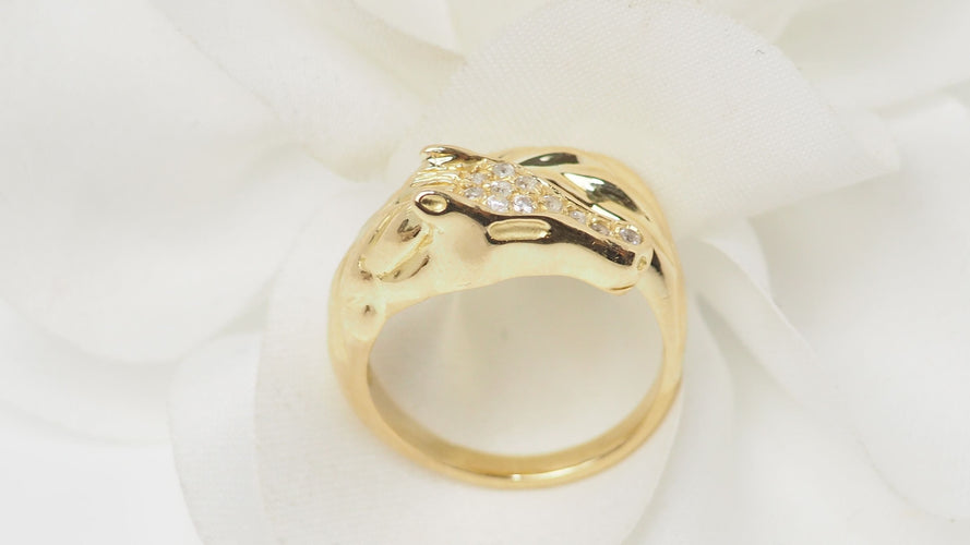 Bague 53 Bague Tête de cheval en or jaune et diamants 58 Facettes 32503