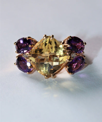 Bague Bague Papillon citrine, améthystes, diamants 58 Facettes 469
