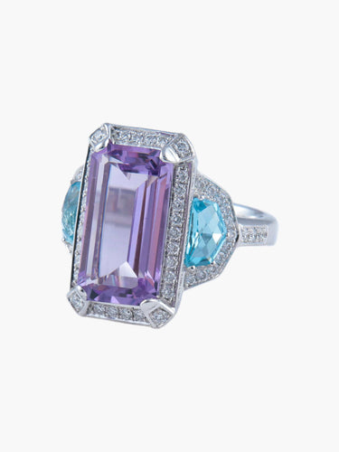 Bague 52 Bague Améthyste Topaze Diamants 58 Facettes