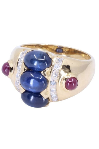 Bague BAGUE SAPHIR RUBIS DIAMANTS 58 Facettes 074351