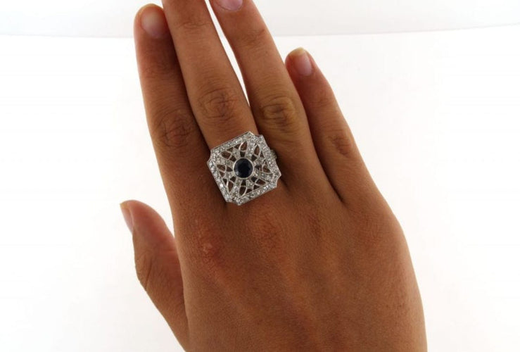 Bague Bague Art Déco, Platine, saphir et diamants 58 Facettes 6165c