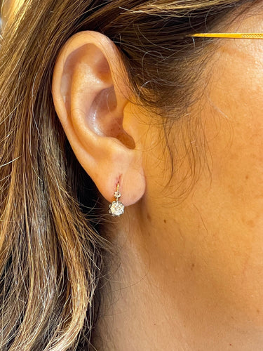 Boucles d'oreilles Dormeuses ancienne diamants 58 Facettes