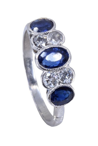 Bague 50 BAGUE ART DÉCO SAPHIRS ET DAMANTS 58 Facettes 071761