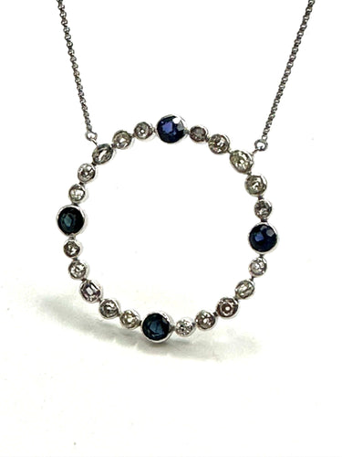 Pendentif Pendentif or blanc diamants, saphirs 58 Facettes