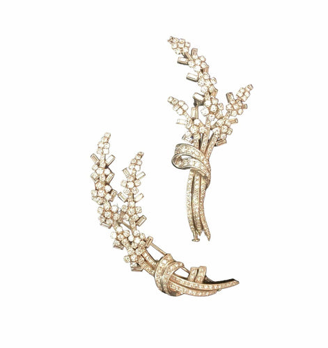 Broche Broche simple ou double, platine, or et diamants 58 Facettes