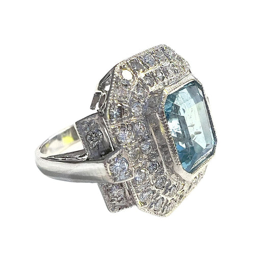 Bague 52.5 Bague Aigue-marine Diamants 58 Facettes