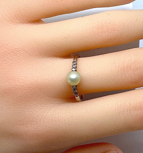 Bague 59 Bague Diamants Perle fine 58 Facettes AB162