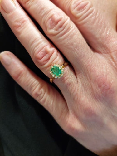 Bague 56 BAGUE POMPADOUR ÉMERAUDE DIAMANTS 58 Facettes 075201