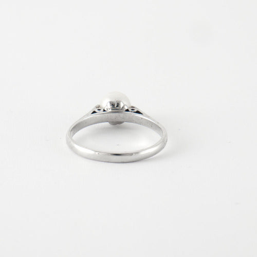 Bague 56.5 Bague Or blanc Perle de culture 58 Facettes