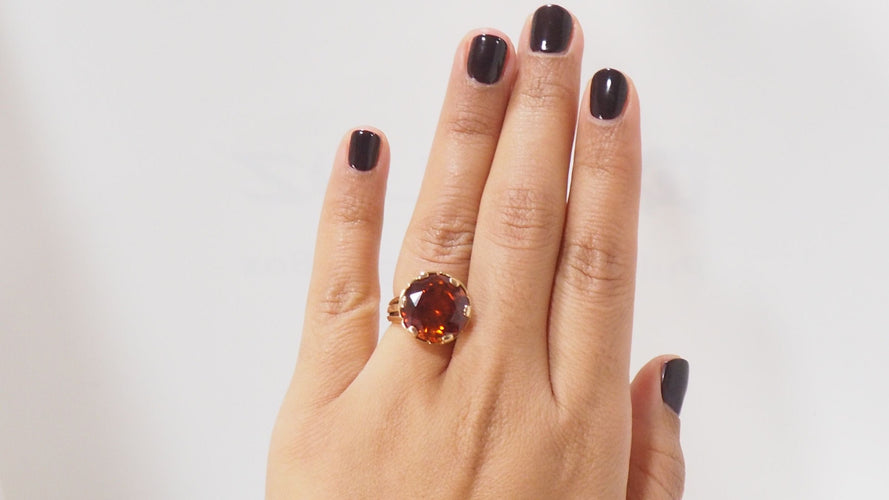 Bague Bague vintage or rose et saphir orange 58 Facettes 31806