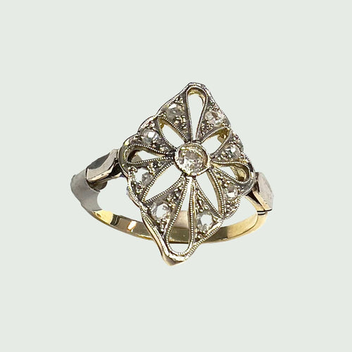 Bague BAGUE ART DÉCO DIAMANT OR PLATINE 58 Facettes A2455(308)