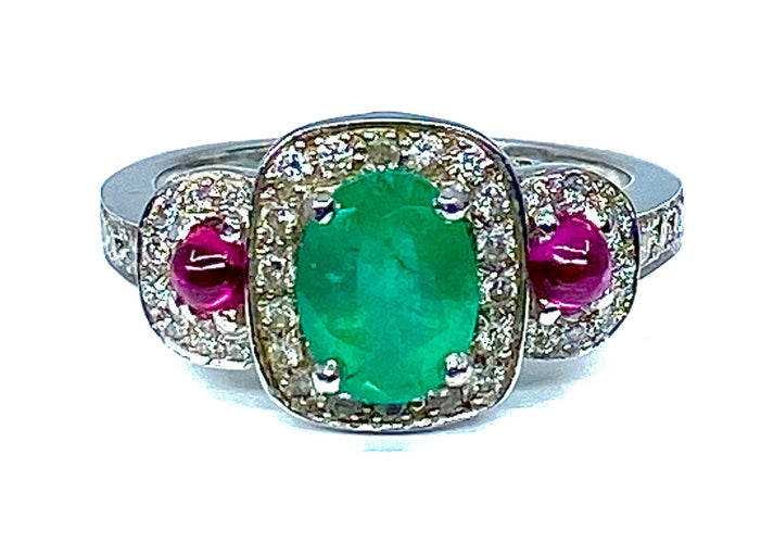 Bague 52 Bague émeraude rubis diamants 58 Facettes AB249