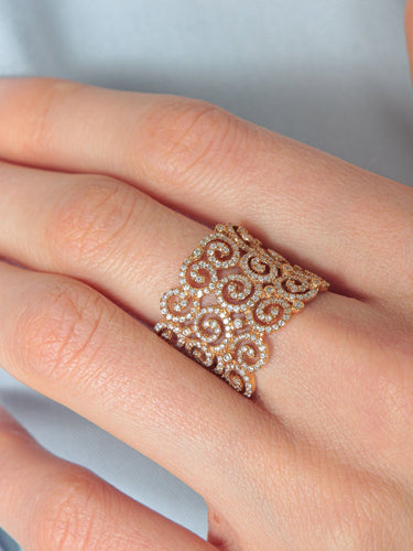 Bague 52 Bague large Diamants Or jaune 58 Facettes