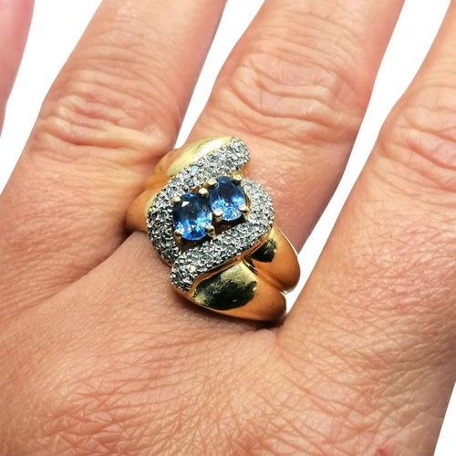 Bague 57 Bague or jaune diamants et saphirs 58 Facettes 3817