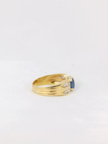 Bague 53 Bague Or jaune Diamants Saphir ovale 58 Facettes J168