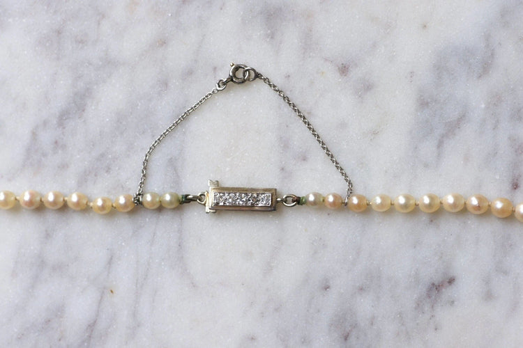 Collier Collier perles vintage, fermoir diamants 58 Facettes