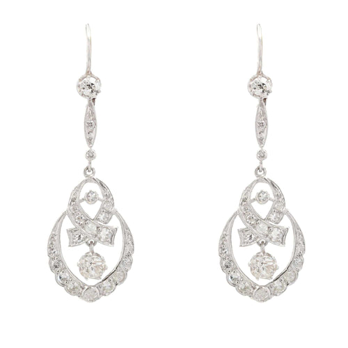 Boucles d'oreilles Boucles d'oreilles anciennes or blanc diamants 58 Facettes 22-257
